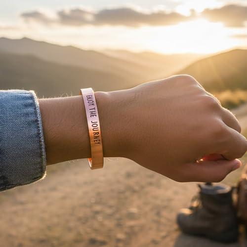 Image of Touchstone Inspirational Copper Engraved Magnetic Bracelets for Women-Personalized Jewelry Gifts for Best Friend /Mom /Daughter /Sister - Adjustable Bracelet in a Gift Box Enjoy The Journey