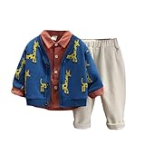 [YJSO] 子供服 男の子 秋冬 3点セット 120 入学スーツ フォーマル ニットカーディガン 上下セット セットアップ 子供スーツ フォーマルスーツ キッズ 防寒 保温 紳士服 キッズ服 入学式 卒園式 発表会 結婚式 誕生日 ブルー カジュアル 普段着