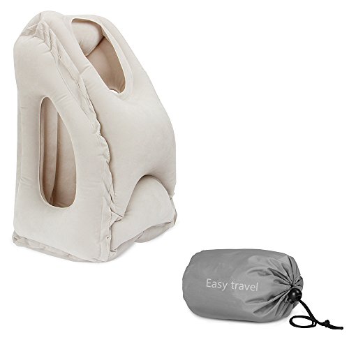 Easytravel Fast Inflating Travel Pillow Airplane Neck Pillow for Airplanes Soft Flight Sleep Pillow Nap Pillow