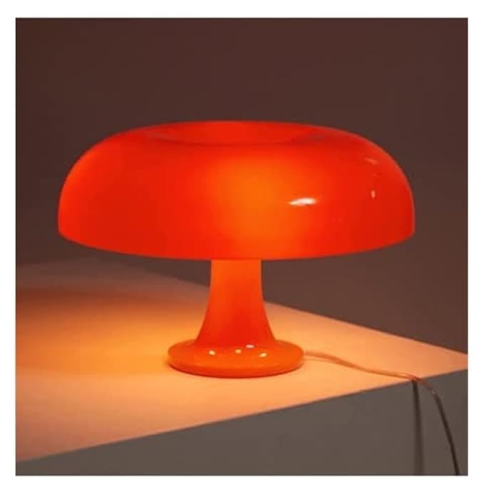Image of Retro Mushroom Table Lamp for Home Decor | Warm Ambient Light for Bedroom, Living Room & Study | Diwali Decorative Lamp | Modern Minimalist Bedside Lamp | Orange - 320 x 223 mm
