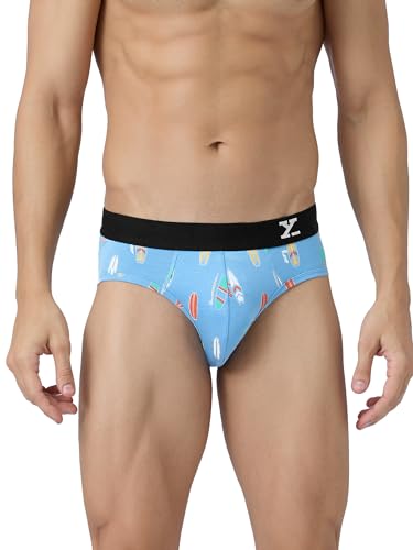 Image of XYXX Men's Surf Super Combed Cotton Regular Fit Printed Antibacterial Briefs with No Marks Waistband