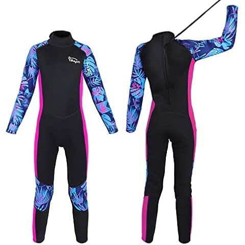 Yikayin Length Adolescents Kids Wetsuit, 2.5 mm Neoprene Full Length One-Pieces Thermal Swimsuits, UV Protection Bathing Suits with SPF 50+ for Watersports, Black and red, L Cover