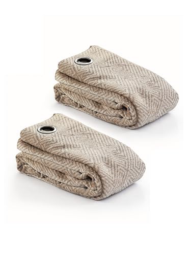 Image of Saral Home Pacman Chenille Blackout Window Curtains 2pc, Beige, 4x5 Ft