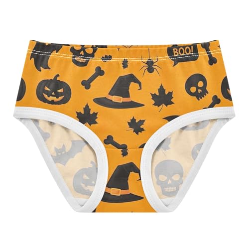 Black Halloween Skulls Kids Underwear Girls, Toddler Briefs, Girls' Cotton Brief Underwear, 2–8 Years