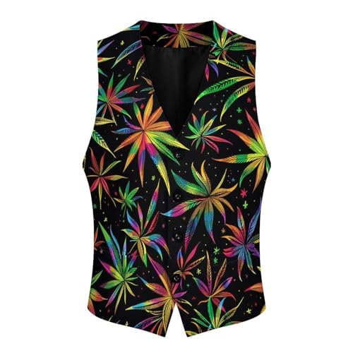 Colorful Weed Novelty Men's Suit Vest Casual Formal Dress Vests Business Waistcoat3