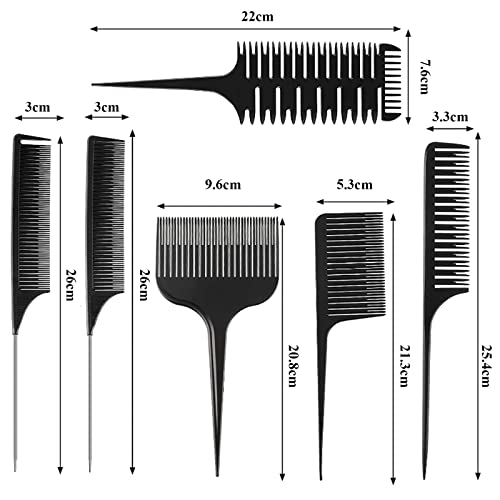 Foto von 6 Stücke Strähnenkamm Set Balayage Kamm Strähnchen Comb Stränchenkamm Färbekamm Haarfärbekamm Professionelle Antistatische Highlight Kamm Für Haare Melieren Und Färben Styling Für Männer Frauen