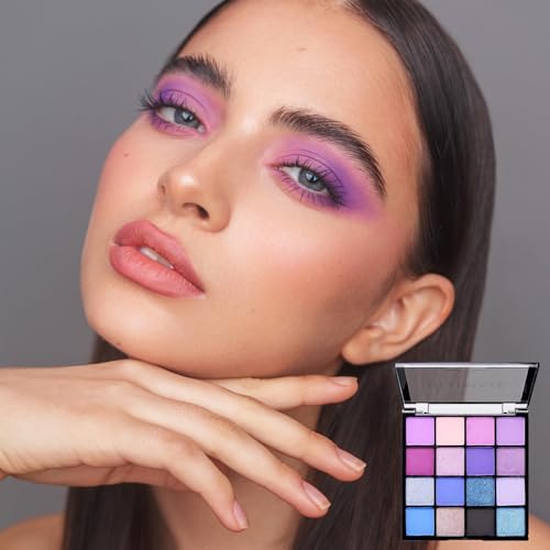 INBOLM Purple Blue Eyeshadow Palette, Eye Shadow Pallets for Women Glitter Matte Eye Shadows Pallet Eyeshadow Sparkle 16 Colours Eye Makeup Shimmer Long Lasting Highly Pigmented Palette for Girls Gift - Image 7