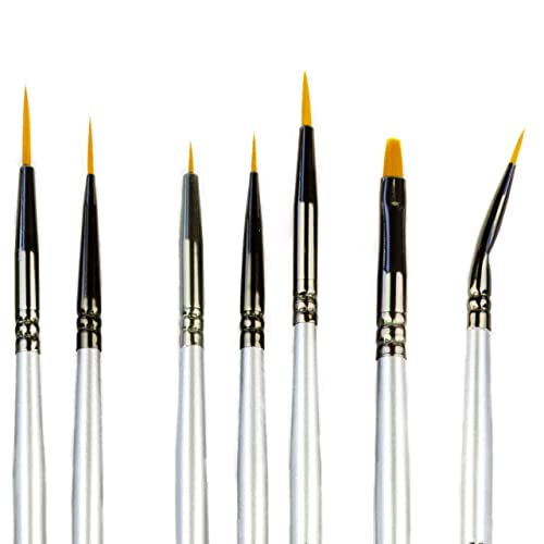 Best Model Miniature Paint Brushes - Small Detail Paint Brush Set - 7 pcs Model Paint Brushes for Miniature Painting, Fine Detailing – Tiny, Mini, Micro Fine Paint Brush Kits