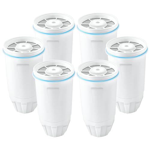 Replacement Water Filter Resin Filtration System 0 TDS 0 Leak,Compatible with Zero Water Pitcher and Dispenser, Reduce Lead/Chromium/PFOA/PFOS (Pack of 6 by TOMOON)