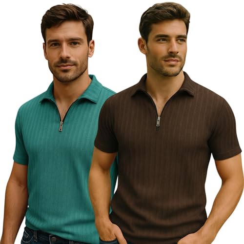 Image of Preneum Men's Polo T‑Shirt | Comfortable Rich Polycotton, Band Collar, Regular Fit | Stylish & Premium All Day Wear (Available in Plus Sizes)