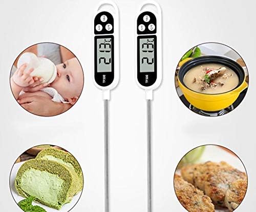 Water Thermometer Digital Temperature Probe Accurate Digital Thermometer Food Probe with Long Stainless Steel Rod Auto Shut-Off for Baking Cooking Milk Liquids with Digital Instant LCD Panel