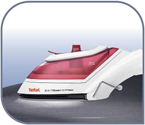 Tefal DV8610M1 Garment Steamer being used for vertical steaming on a jacket.