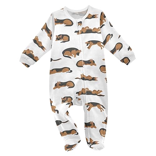 Image of Nnamluu Baby Unisex-Baby Cotton Bodysuits Long-Sleeve Rompers Newborn German Shepherd Dogs Resting