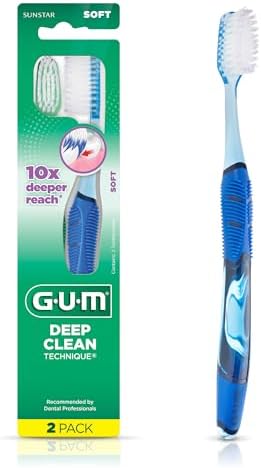 GUM Deep Clean Technique Soft Toothbrush, Full Head, 2 Count
