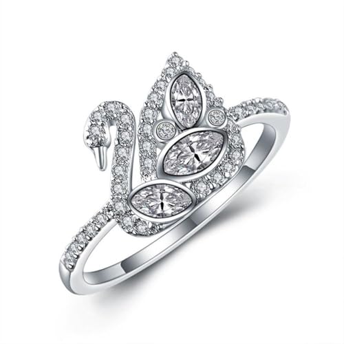 SilverDia 2 Ct Marquise Swan Diamond Delicate Bird Inspire Solitaire Bezel Bridal Engagement Ring For Women 14K White Gold Plated Minimalist Silver Or Gold Ring 925 Sterling Silver Handmade Ring Gift3