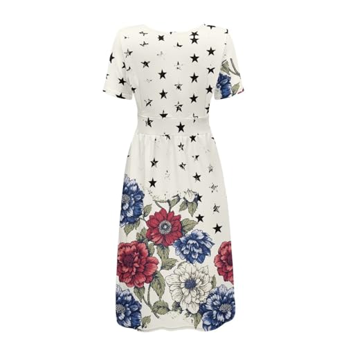 Image of Women's Summer Dresses Short Sleeve Formal Dresses with Pockets | Lightweight polyester fabric delivers cool airflow during hot summer outdoor activities