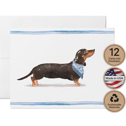 Image of Twigs Paper Dachshund Thank You Cards, 12 Dog Stationery Note Cards