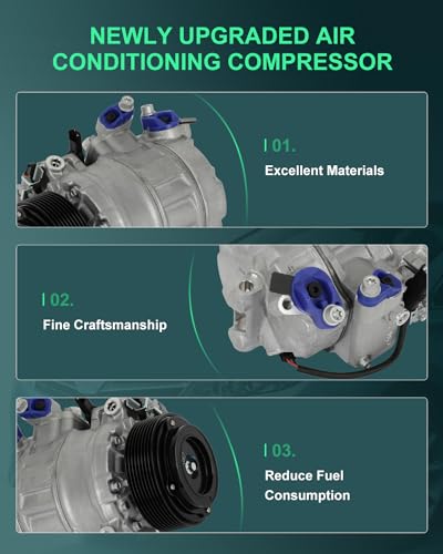 Image of SCITOO AC Compressor fit for BMW for 528i 3.0L 2011 | Fast Cooling, Ultra Low Noise (≤72 dB)Air Conditioner Compressor with Clutch, Easy Installation, 64509196890 64529165808