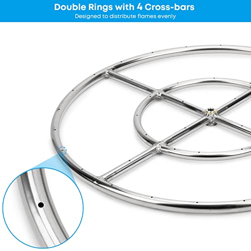 Stanbroil 24 Inch Round Fire Pit Burner Ring For Natural Gas & Propane Fire Pit Fireplace - 304 Stainless Steel Fire Pit Burner For Indoor & Outdoor, Btu 296,000 Max #TOP1