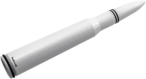 VMS Racing Antena de bala blanca calibre 50 con anillos negros en calibre pesado mecanizado CNC de aluminio corto compatible con Nissan Frontier