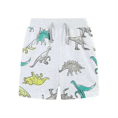 Boy's Cute Print Beach Shorts Casual Comfy Cotton Kids Elastic Waist Summer Graphic Shorts with Pockets for Girls 2-8 Years