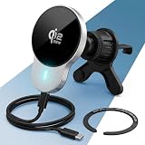PORTENTUM Handyhalterung Auto mit Ladefunktion Qi2.2 25W Zertifiziert 2026 – Aktive Kühlung – N52-Magnete – Handyhalterung Auto Magnet mit USB-C 60W Kabel – Kompatibel mit MagSafe, iPhone und Qi