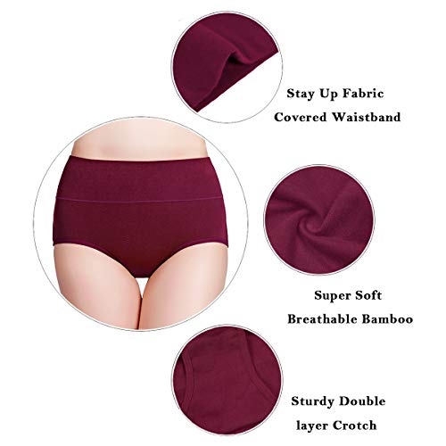 Image of wirarpa Women's Modal Underwear Soft High Waist Briefs Ladies Panties 4 Pack (Regular & Plus Size)