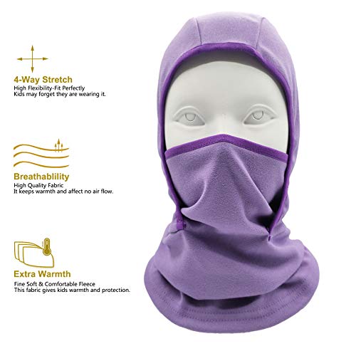 Image of Kids Balaclava Ski Mask Windproof Fleece Neck Warmer Gaiter Winter Face Warmer for Cold Weather Boys Girls