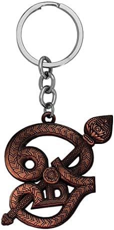 M Men Style South Indian Lord Murugan Kartikeya Skanda Kumara Big Tamil Om VEL Gada Copper Zinc Metal Keychain and Keyring Gift for Men and Women