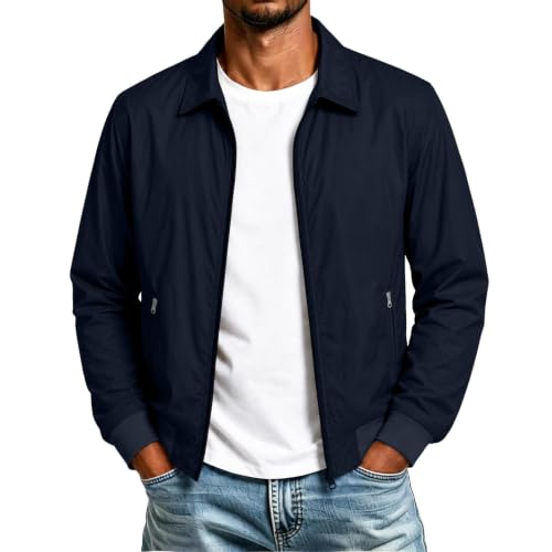 Image of Men Jacket Summer Lightweight bomber jackets with zip anti-Theft pockets