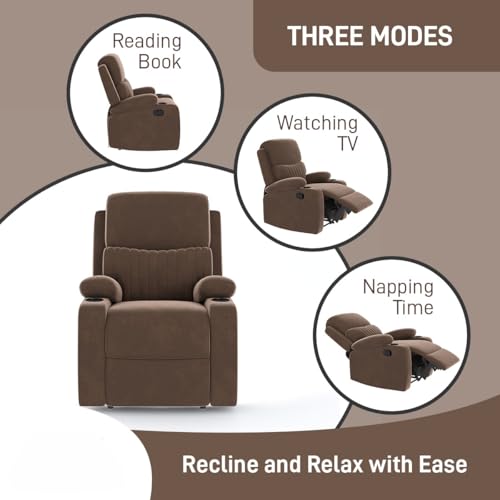 Image of Amazon Brand - Solimo Orleans | Single Seater Sofa Recliner | Manual Recliner (Velvet Brown)