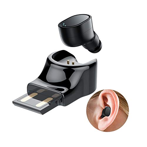 Wireless Earbud Single Ear Bluetooth Headset in-Ear Mini Invisible Bluetooth Earbud Business Bluetooth Headphone with Magnetic USB Charging Dock 6Hr Playtime with Mic Sweatproof Sport Earphone