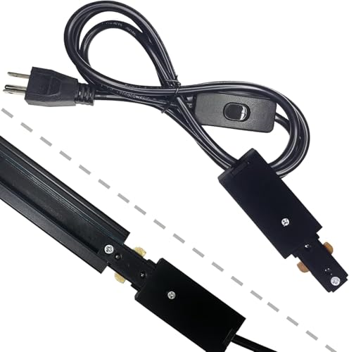 Bravsekai Black Track Lighting Live End Cord, 4.92FT H Track Live End Feed Connector with Switch...