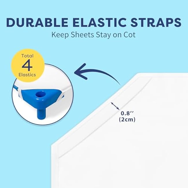 Comfyanno Cot Sheets for Daycare Standard Size - 23 x 51 - 10 Pack Bulk - Daycare Essentials - Soft & Comfortable Brushed Microfiber - Fitted Cot Cover - for Preschool Kids Nap Time - White