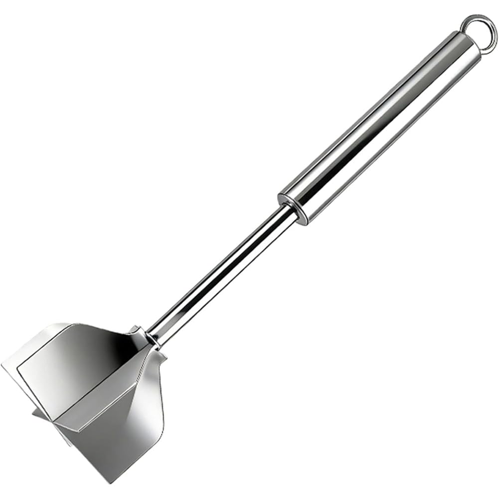 CTRLZS Stainless Steel Meat Hamburger Smasher, 6-Blade Ground Beef Chopper Tool 10.2 Inch for Kitchen Cooking, Potato Masher