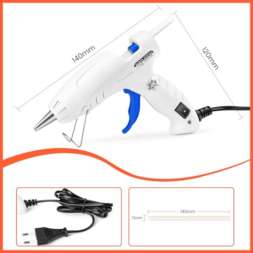 Heißklebepistole, Heissklebepistole mit 60pcs Klebesticks 7mm, 30W Klebepistole für DIY Handwerker, Schnelle Reparaturen in Haus und Büro, Weiß