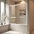 Botwinkle Bathtub Shower Door, 56-60" W x 58" H Sliding Shower Door for Bathtub, 1/4" (6mm) SGCC Tempered Glass Bathtub Glass Door, Chrome Silver Finish, 304 Stainless Steel Hardware