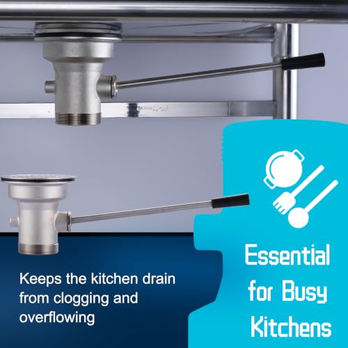 Image of 3-1 /2 Inch Commercial Sink Drain with Lever Handle Waste Drain Valve