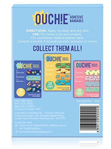 Image of Ouchie Non-Toxic Printed Bandages Double Combo (40 Pack) - Pink & Blue