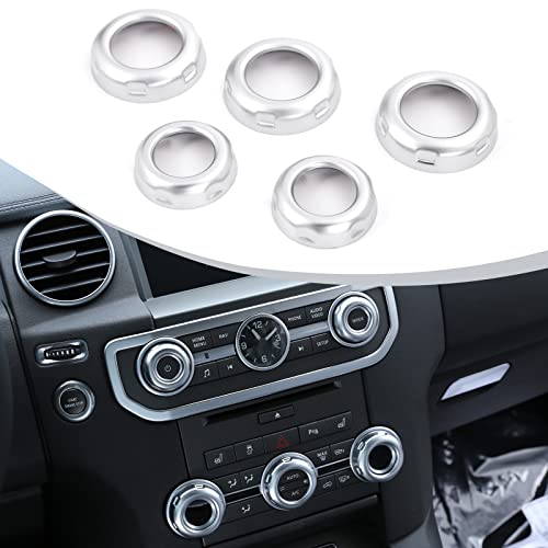 Lot de 5 boutons de volume et de climatisation ABS Argenté mat Cover