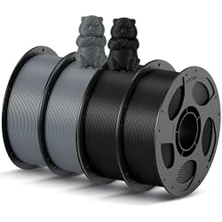 مجموعة خيوط طابعة ANYCUBIC PLA ثلاثية الأبعاد 4 كجم، خيوط طباعة ثلاثية الأبعاد PLA 1.75 مم دقة الأبعاد +/- 0.02 مم، 4 عبوات بكرة قابلة لإعادة الاستخدام 1 كجم (2.2 رطل)، عبوتان من اللون الرمادي الملمس وعبوتان من اللون الأسود