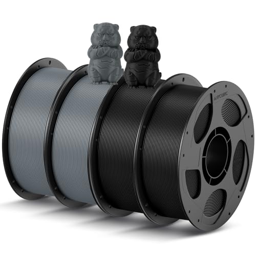 Image of ANYCUBIC PLA 3D Printer Filament Bundle 4KG, 3D Printing PLA Filament 1.75mm Dimensional Accuracy + /- 0.02mm, 4 Pack 1KG Reusable Spool (2.2 lbs), 2 Pack of Texture Grey & 2 Pack of Black