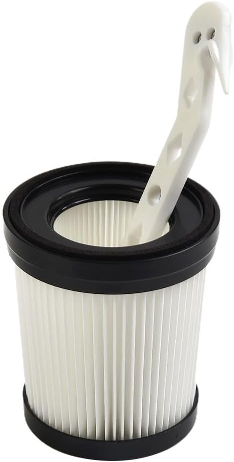 Cleaning brush being used to clean a vacuum filter