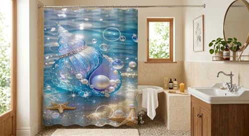 Rideau de douche de qualité supérieure en polyester perle de conque 120x180 - 2