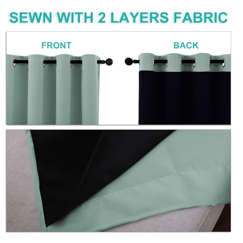 Image of NICETOWN 100% Blackout Curtains 84 inches Long, Seafoam Green, 52 inches Wide, Pair of Energy Smart & Noise Blocking Out Drapes for Baby Room Window, Thermal Insulated Guest Room Lined Window Dressing