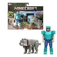 Minecraft JFR71 Movie Core Scale Steve and Wolf Action Figure Set, 4 (2 Pieces)