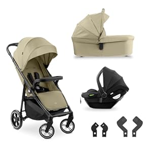 hauck Shop N Care Trio Set, Olive - 3in1 Kombikinderwagen ab Geburt bis 22 kg - Buggy, Babywanne & i-Size Babyschale, Snack-Tablett & Becherhalter, UPF 50+, Liegefunktion, Zusammenklappbar