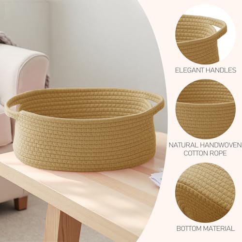 Image of JMvicyroam Small Woven Basket, Empty Gift Basket, Jute /3 Pack | Small Gift Basket, Cotton Rope, 12 x 8 x 35 in, Handles, Includes Ribbon and Bag, Birthday Gift Basket