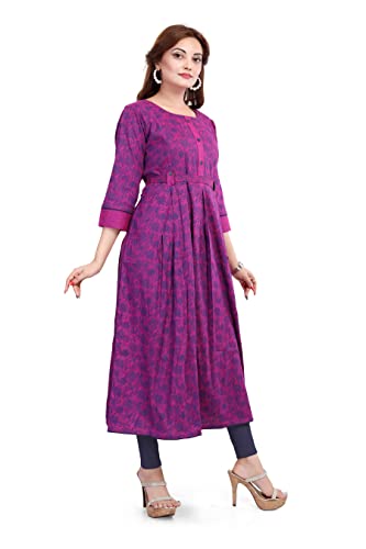 Image of B2F Women's Cotton Rayon A-Line Feeding Kurta Maternity Kurta, Feeding Kurti with Zip