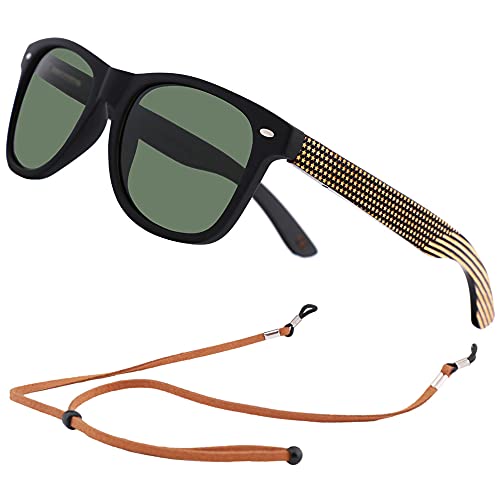 Mens Polarized Wood Sunglasses for Men Women, Womens Sunglasses Wooden Sides Bamboo Glasses